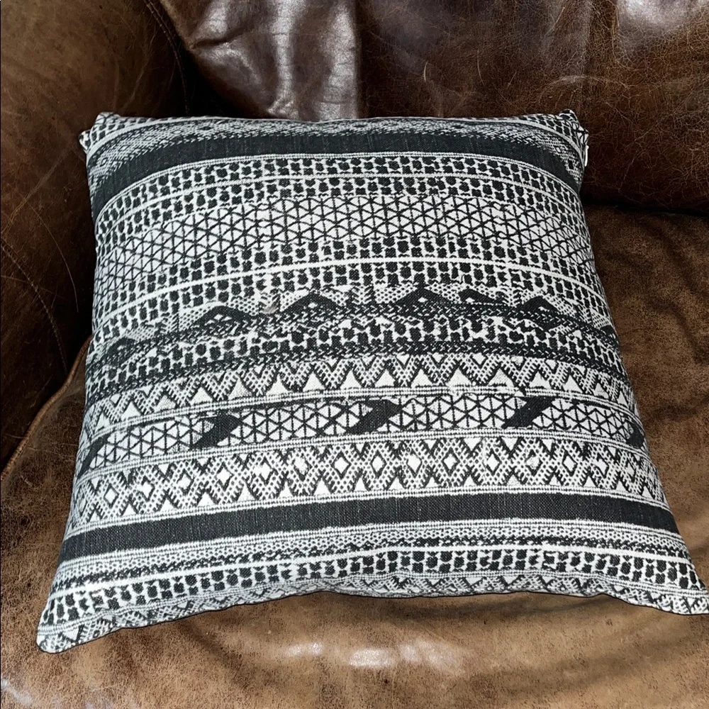 Restoration Hardware Black and White Patterned Down Throw Pillow